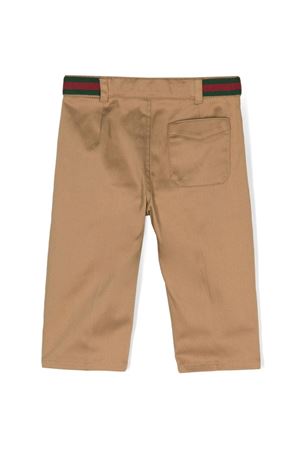 Brown stretch-cotton trousers GUCCI KIDS | 778590XWA0I9813